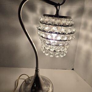 Vintage C.N. Burman Crystal Hanging Lamp w/Chrome Base